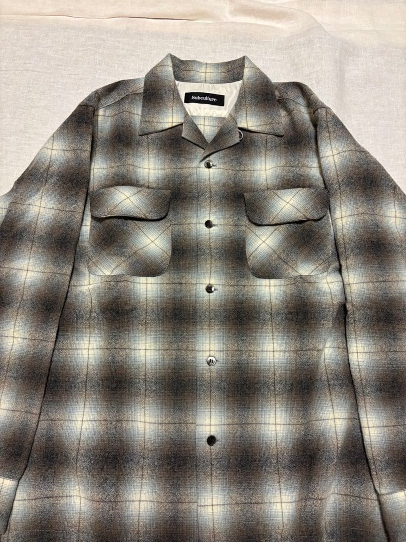 Subculture サブカルチャー　ウール　シャツ　オンブレ