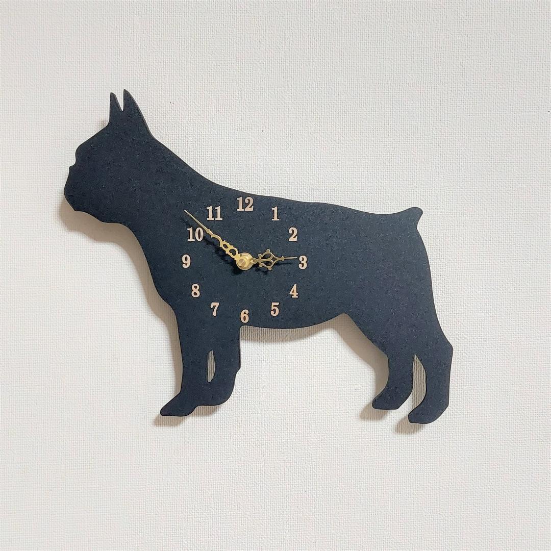 【数量限定値下げ】フレンチブルドッグ フレブル 黒 壁掛け時計　静音時計