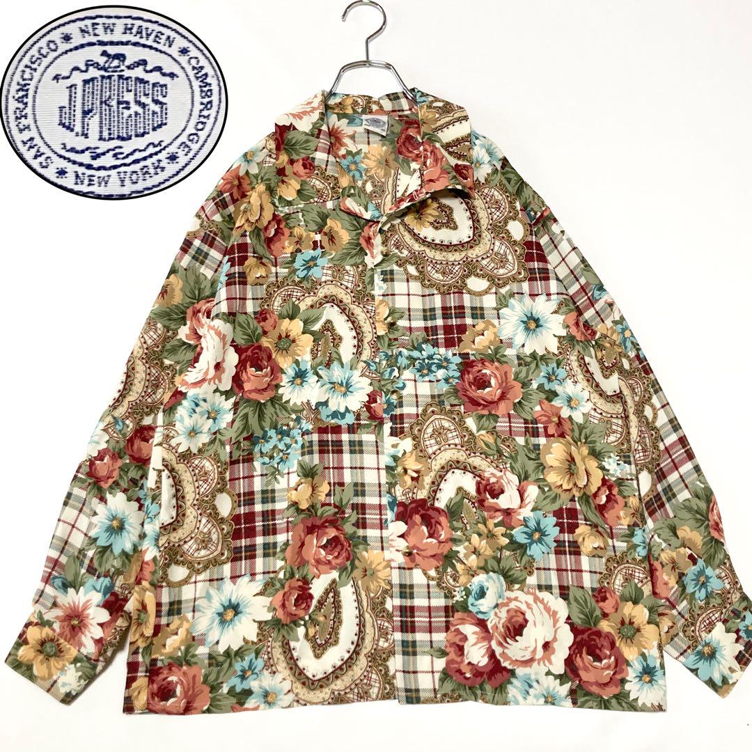 J.PRESS ジェイプレス 総柄 花柄 長袖シャツ