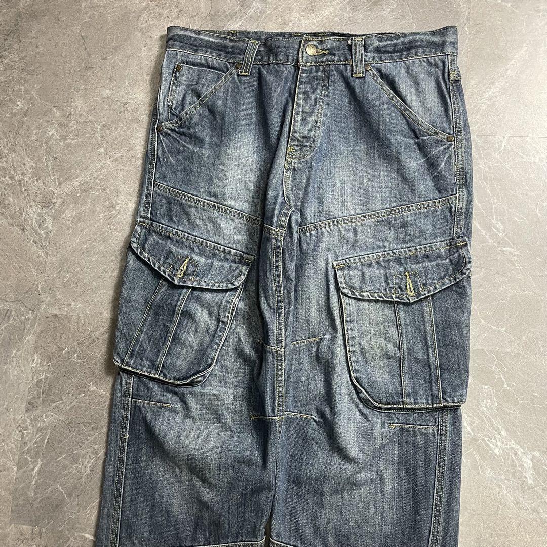 USED〈cargo denim pants y2k 切替 B系 HIPHOP〉
