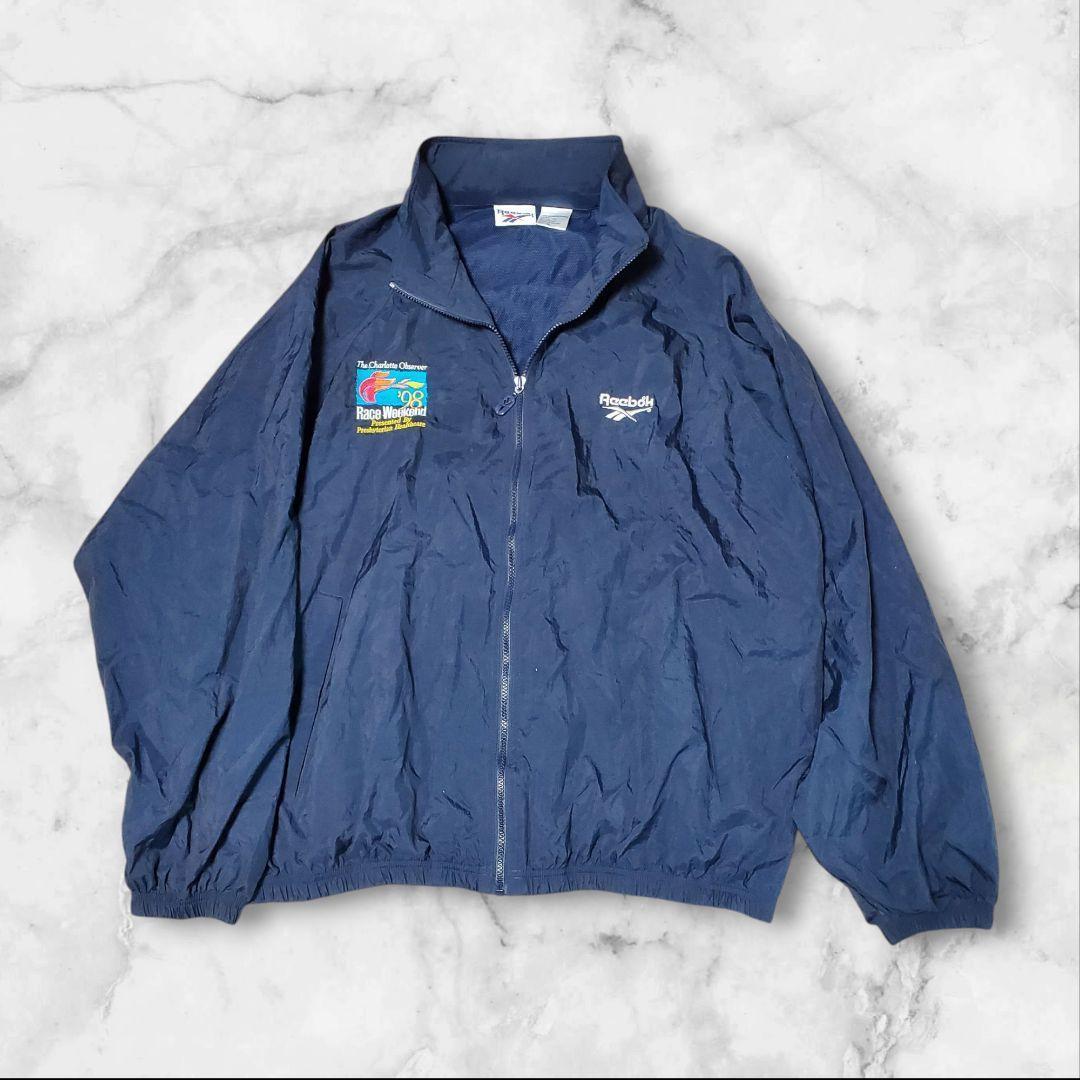 激レア】Reebok ナイロンジャケット Men's XL ネイビー ロゴ