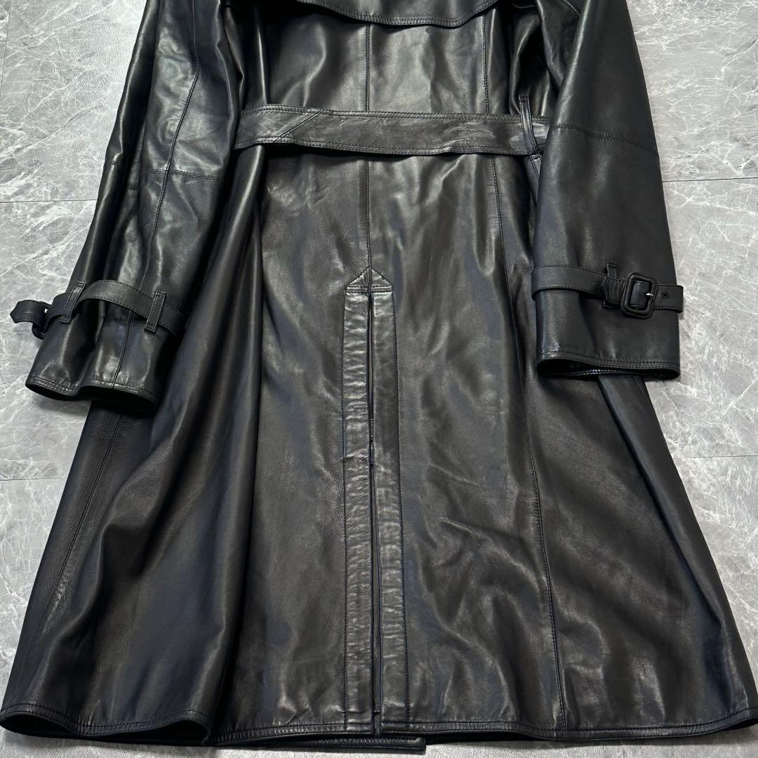 希少♡美品　バーバリー　トレンチコート　ラムレザー　大きいサイズ　黒　2XL