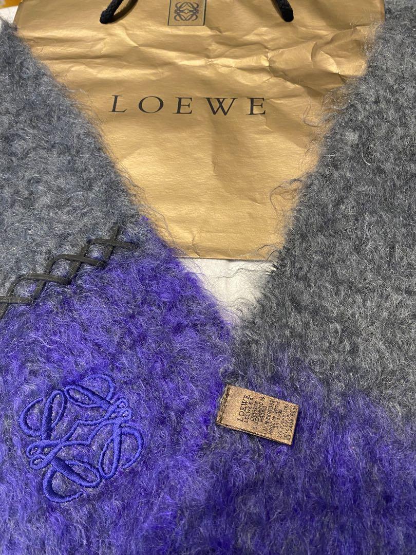 【極上美品】LOEWEモヘヤ×ウール　グラフィックインターシャ 未使用級】LOEWE モヘヤ ウール マフラー