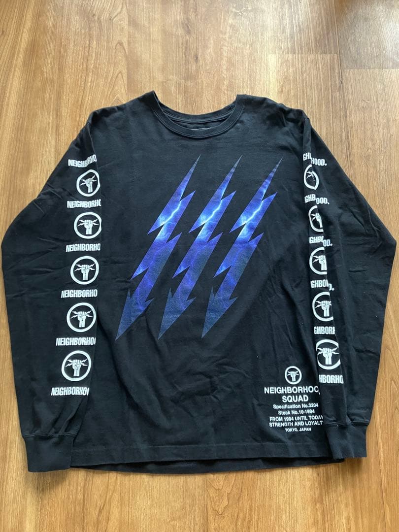 ネイバーフッド ロンT 黒 Mサイズ 稲妻 雷M・NEIGHBORHOOD