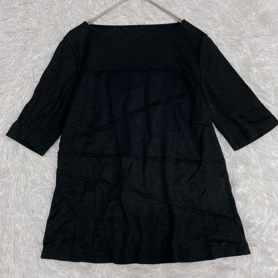 CORDIER コルディア　麻　黒　五分袖チュニック　美品　42