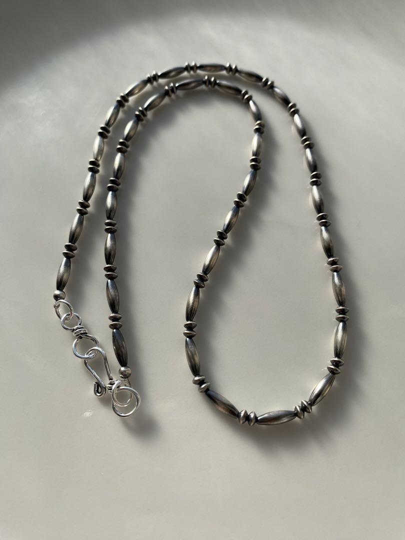 ナバホ ビーズ パール シルバー silver 925 ネックレス 燻銀 53 ナバホ ビーズ パール シルバー silver 925 ネックレス 燻銀50.5