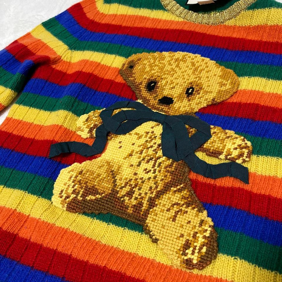GUCCI グッチ ニット テディベア くま レインボー 虹 カシミヤ GUCCI グッチ ニット テディベア くま レインボー 虹 カシミヤ