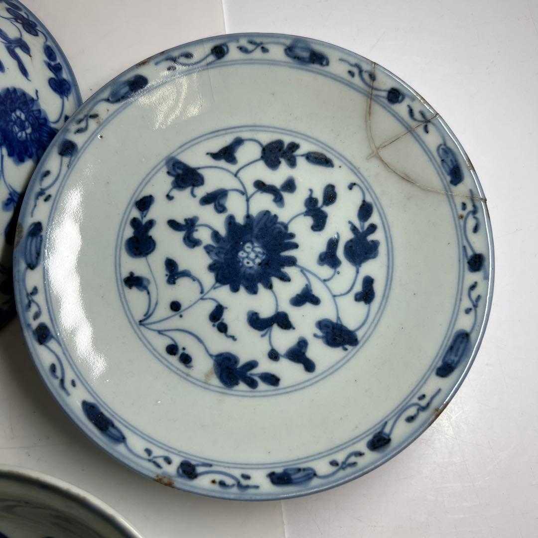 中国明末清朝時代 青草鉢、皿色々 口径約14~18㎝ 東Y7-1030②