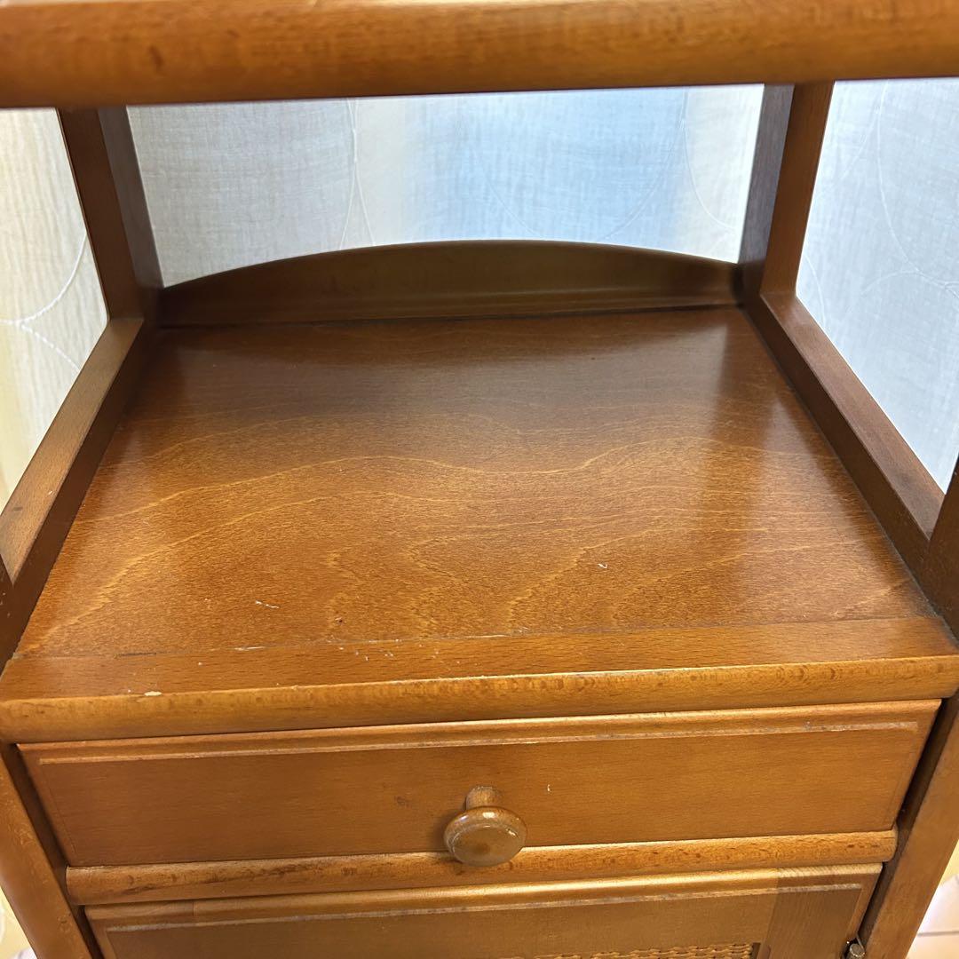 karimoku カリモク ラタン 籐製 電話台 花台 レトロ