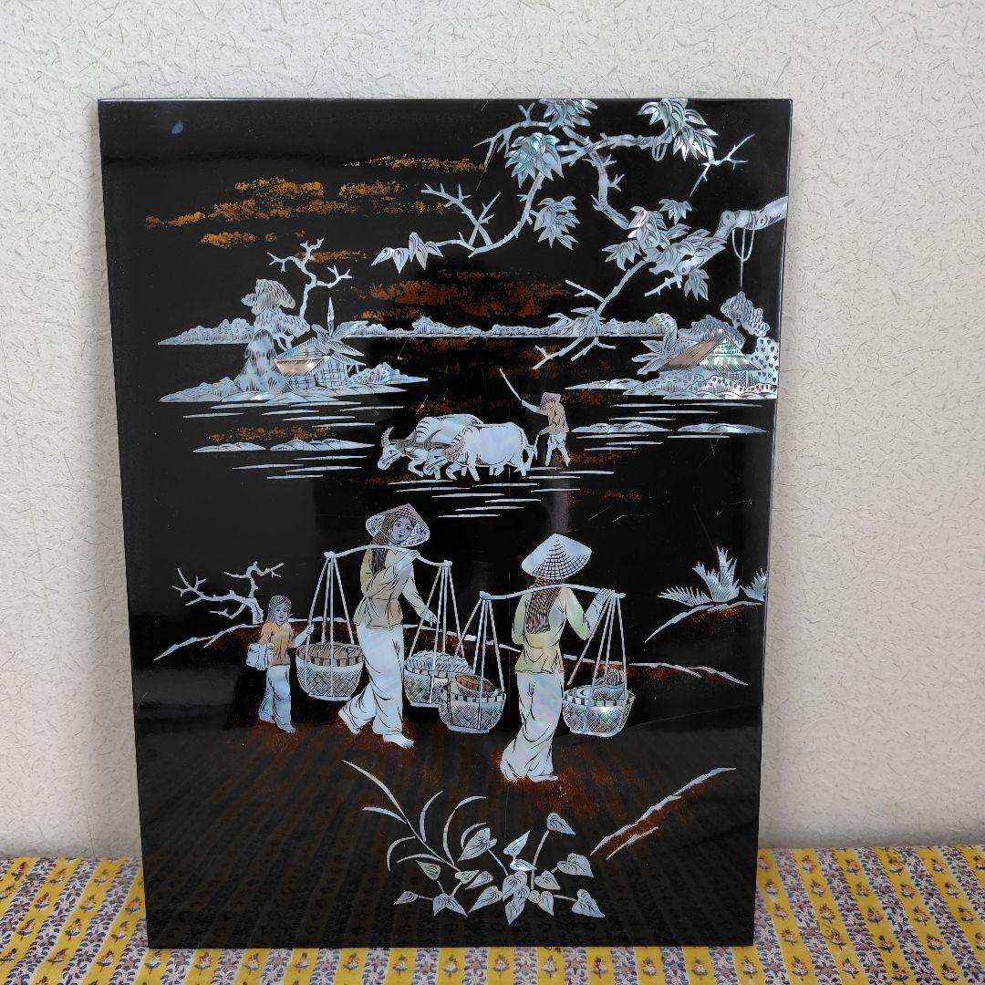 ベトナム螺鈿細工　漆器　絵画