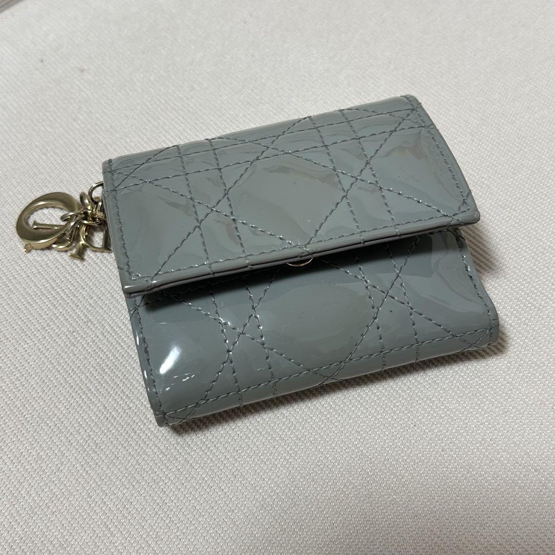 美品 Dior レディディオール パテントレザー 三つ折り財布