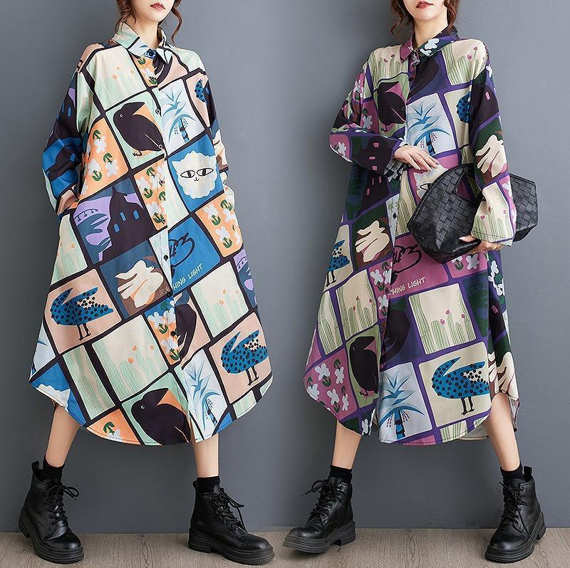 大きいサイズ レディース ワンピース ロング シャツ 春夏 秋 新品 長袖