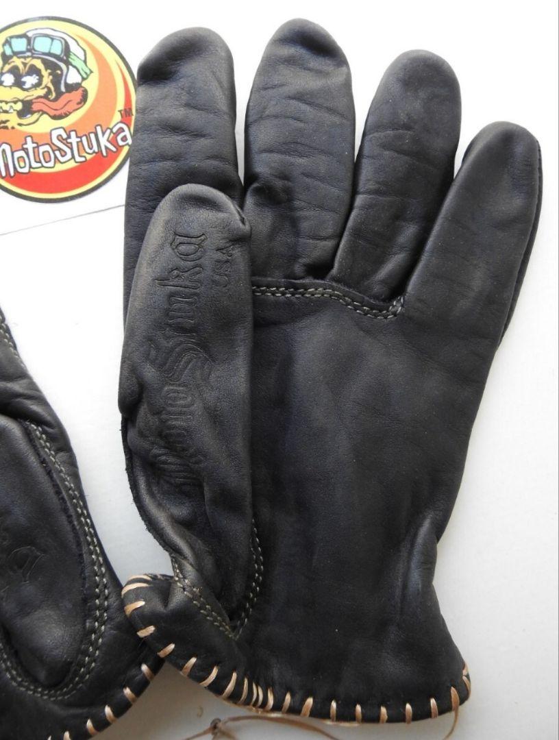 L　MotoStuka Shanks Gloves モトスカ墨黒レザーグローブ L MotoStuka Shanks Gloves モトスカ墨黒レザーグローブ バイク