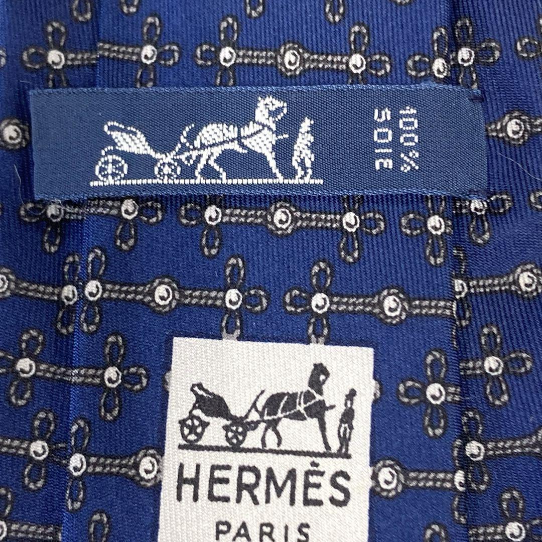 極美品】HERMES ネクタイ 新品同様 ブルー タイト 小紋 希少品