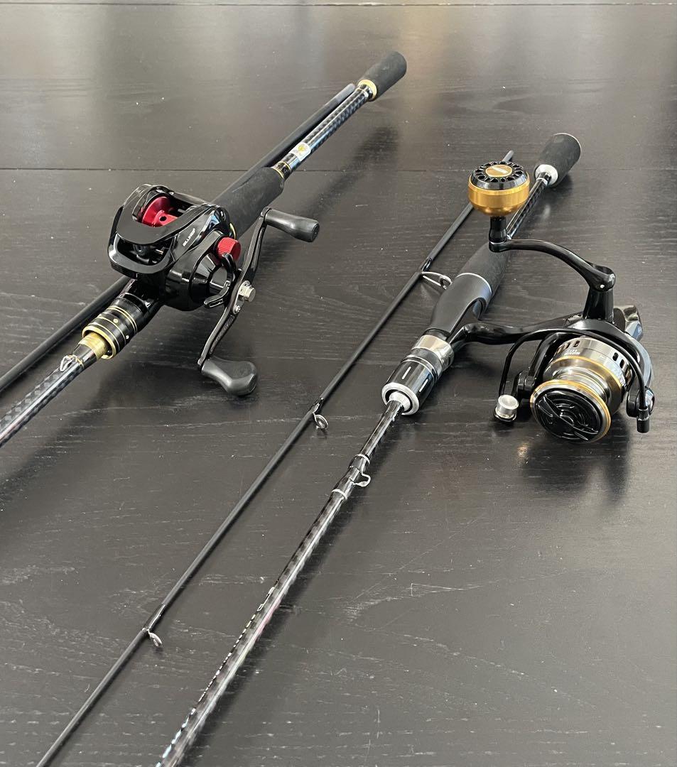 バス釣りダブルセット2ピースベイト&リール2ピーススピニングロッド&リールライン 釣りセットダブルバス釣りセット・2ピースベイトロッド&ベイト
