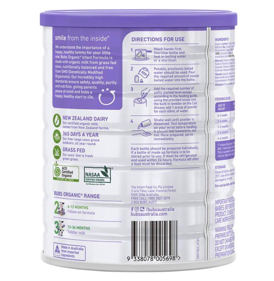 Bubs (バブス) organic Halal milk powder 0-6