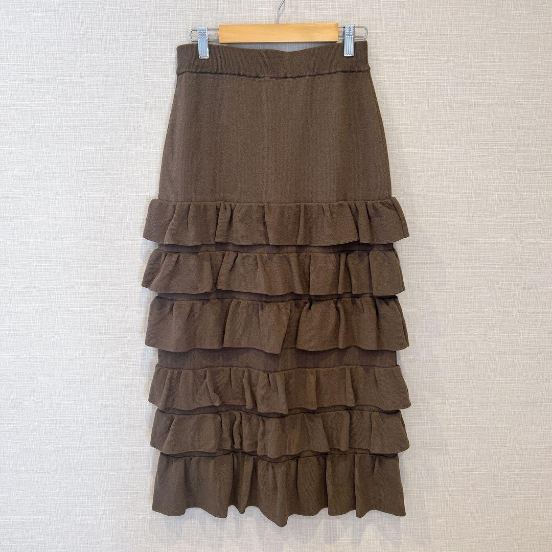 2024AW ナノユニバース フリルニットスカート S