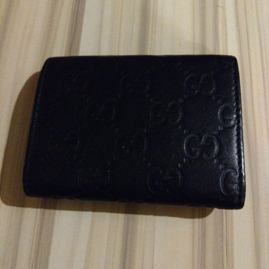 美品　GUCCI レザー カードケース GG柄　名刺入れ　ブラック