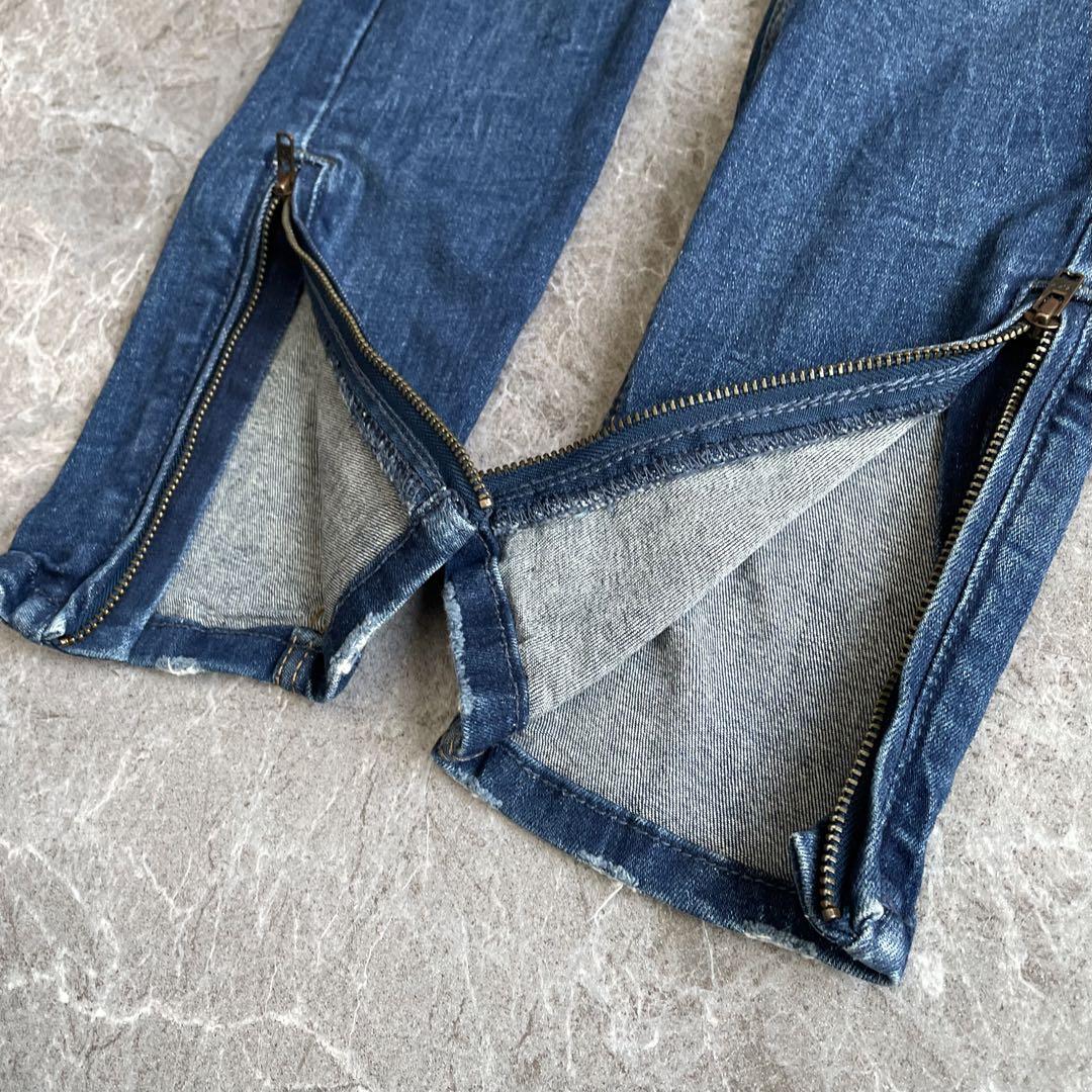 Z1975 ZARA ザラ ダメージジーンズ 裾ファスナー ポケット多数