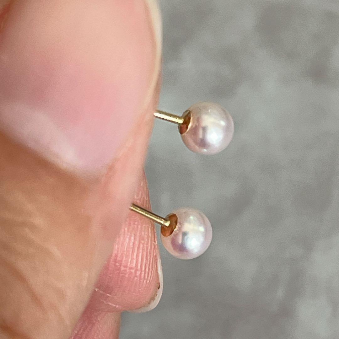 【新品未使用】 アコヤパール ベビーパール 4mm ピアス K18YG パール 【新品未使用】 アコヤパール ベビーパール 4mm ピアス K18YG パール
