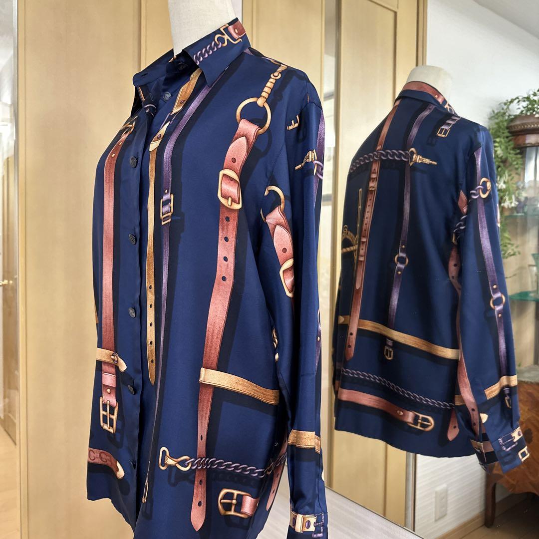 グッチ スカーフ付きゼブラシルクシャツ ブラック (GUCCI