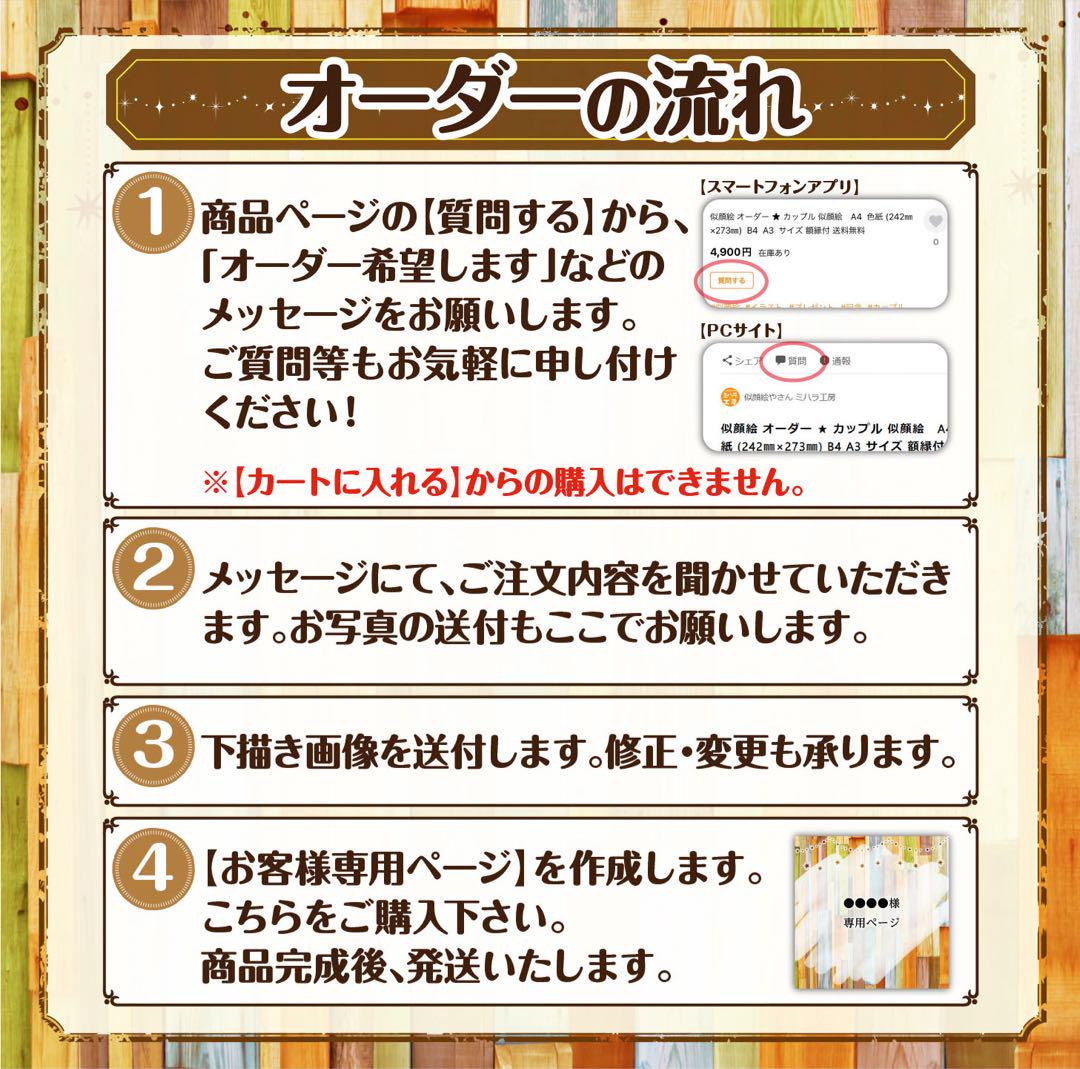 かわいいポップな似顔絵☆ オーダー イラスト ペット 額縁付