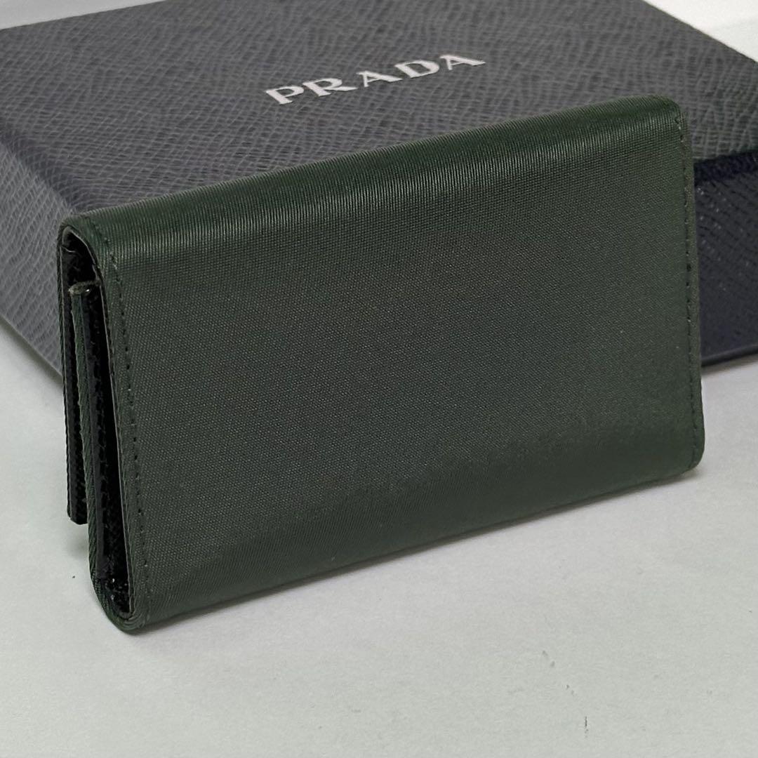 プラダ PRADA 6連キーケース 三角ロゴ ナイロン ブラック 美品