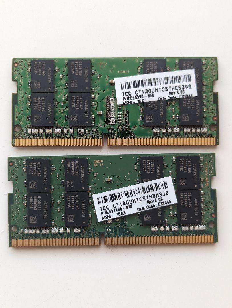 SAMSUNG - SAMSUNGノート用メモリ　32GB（16×2） DDR4 2666 Samsung 16GB DDR4 2666MHz PC4-21300 UDIMM 2Rx8 1.2V Non-ECC