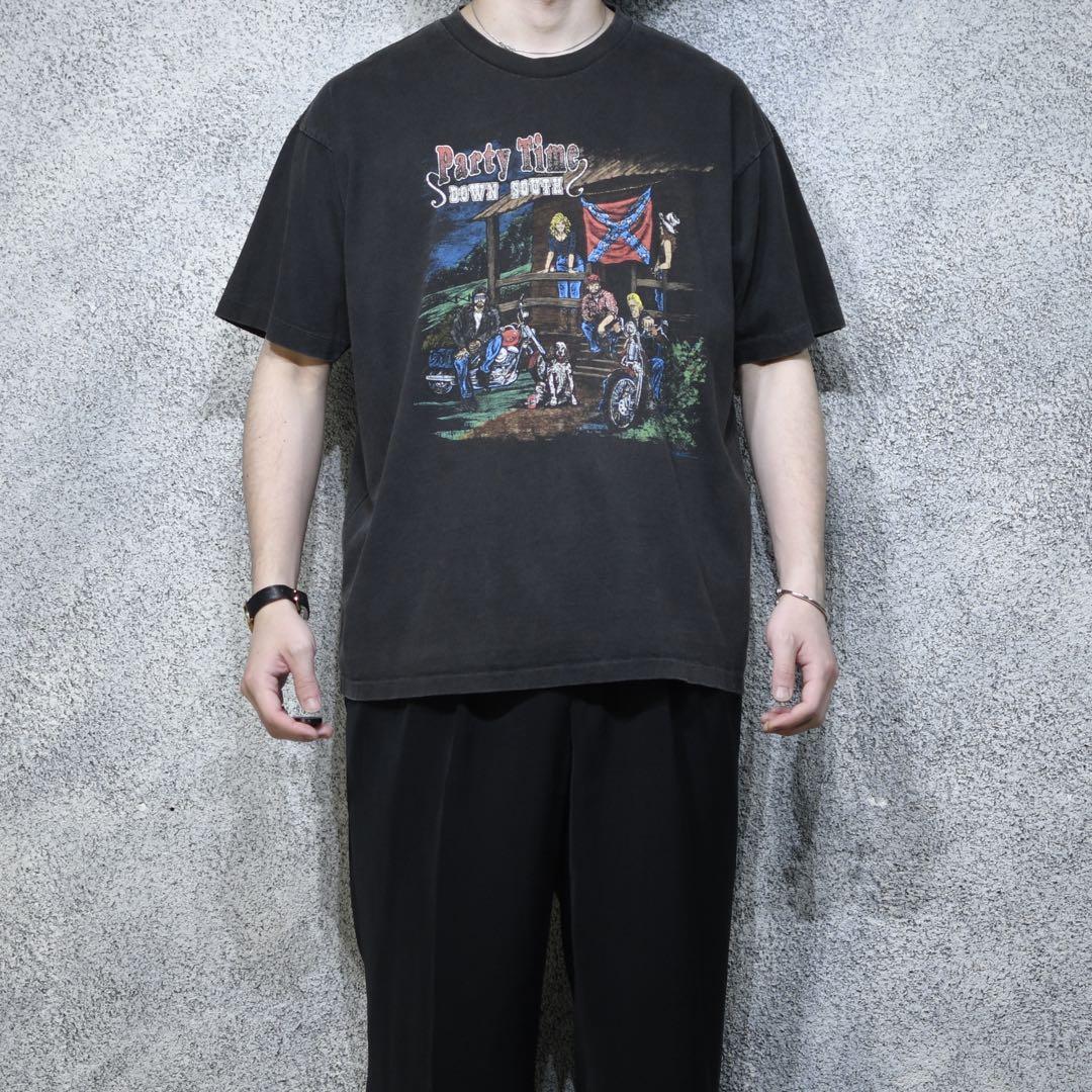 古着 90's シングルステッチ プリントTシャツ フェード Tシャツ