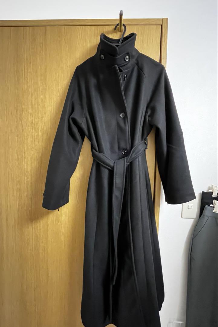 【値下げ】Louere 2wayスリットスリーブハイネックフレアコート　ブラック