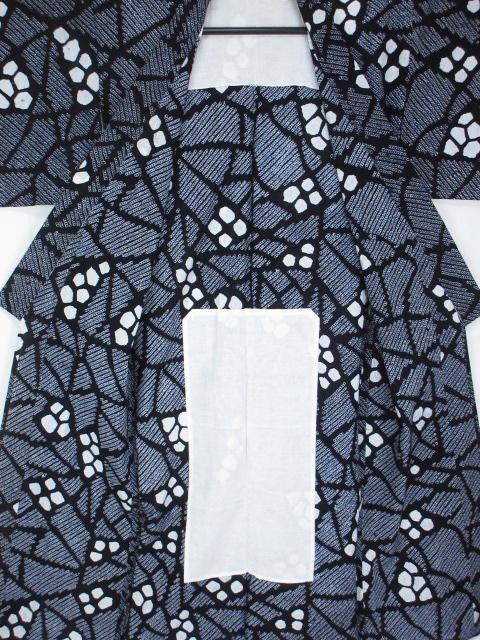 未着用！有松鳴海絞り＊モダンひし形＊居敷当て付き＊ゆかた＊１６０ｃｍ＊裄６９ 未着用！有松鳴海絞り＊モダンひし形＊居敷当て付き＊ゆかた