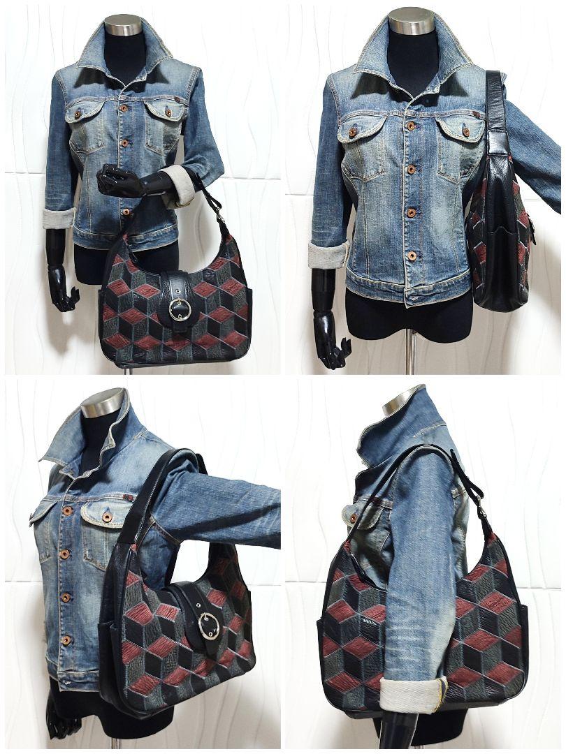 美品 JRA シャークスキン ハンドバッグ ワンショルダー エキ