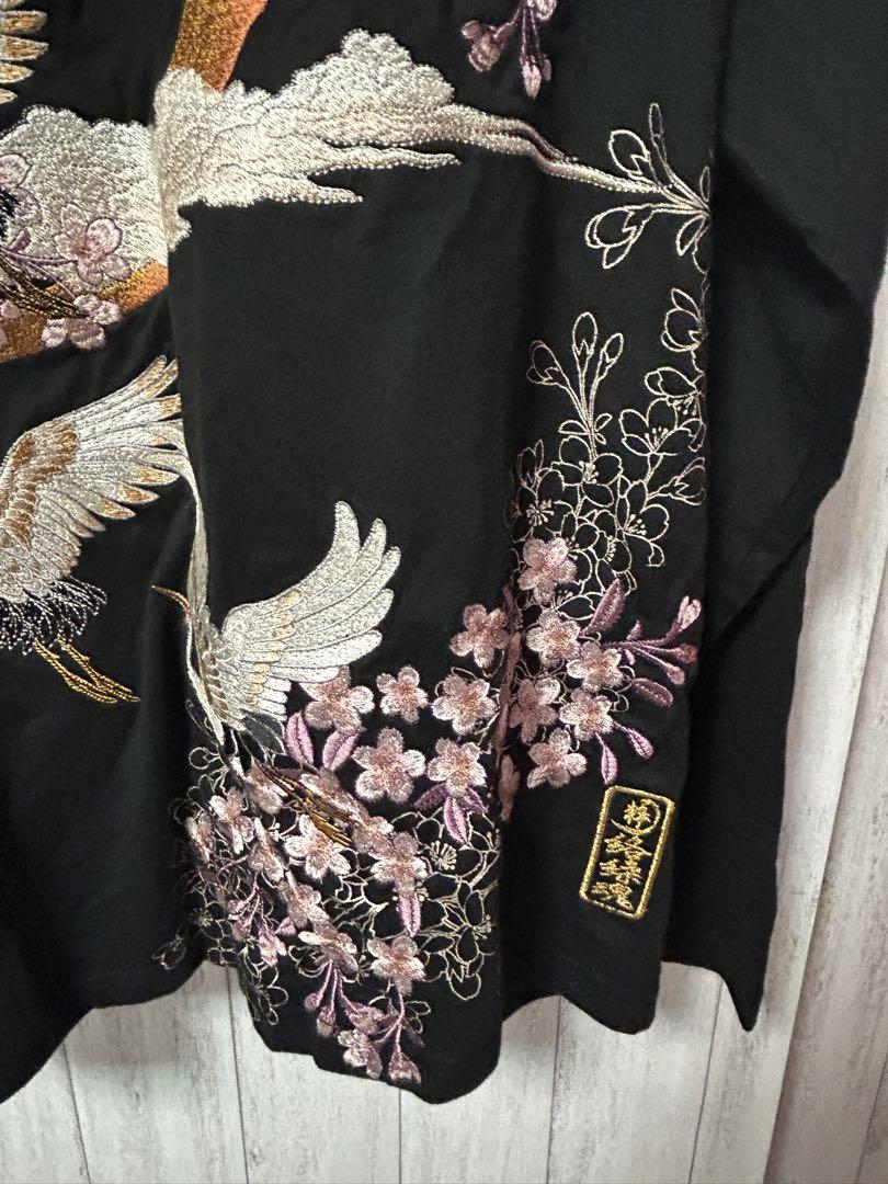 【新品未使用】絡繰魂 粋 鶴と桜刺繍 長袖カットソー