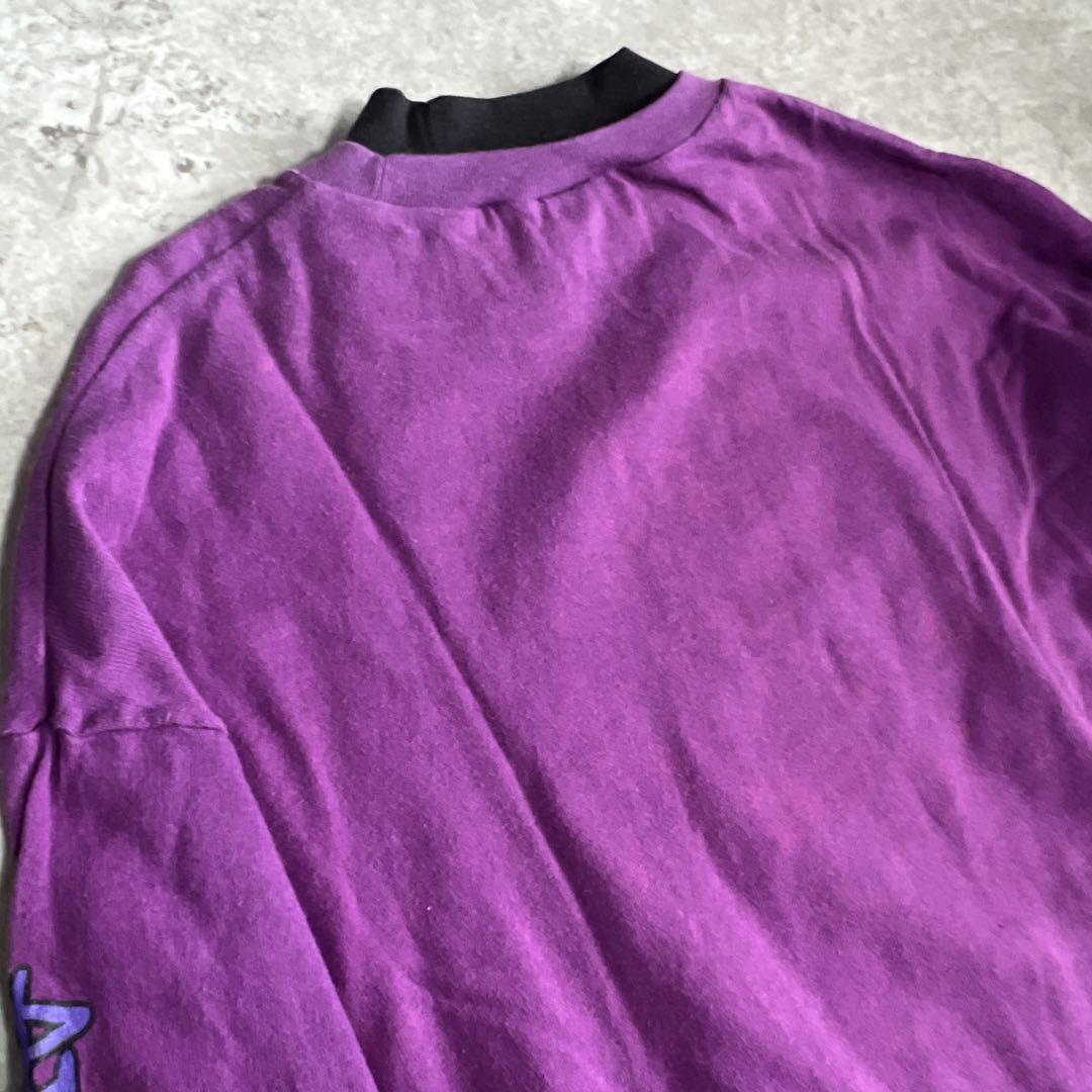 古着　デサント製　アディダス　長袖ロンT パープル　L-O adidas