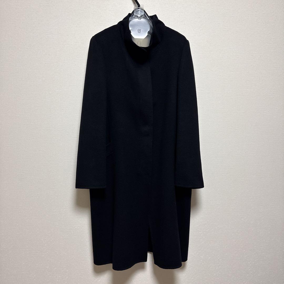 自由区　カシミヤ100% スタンドカラーコート　ブラック　サイズ44 新品