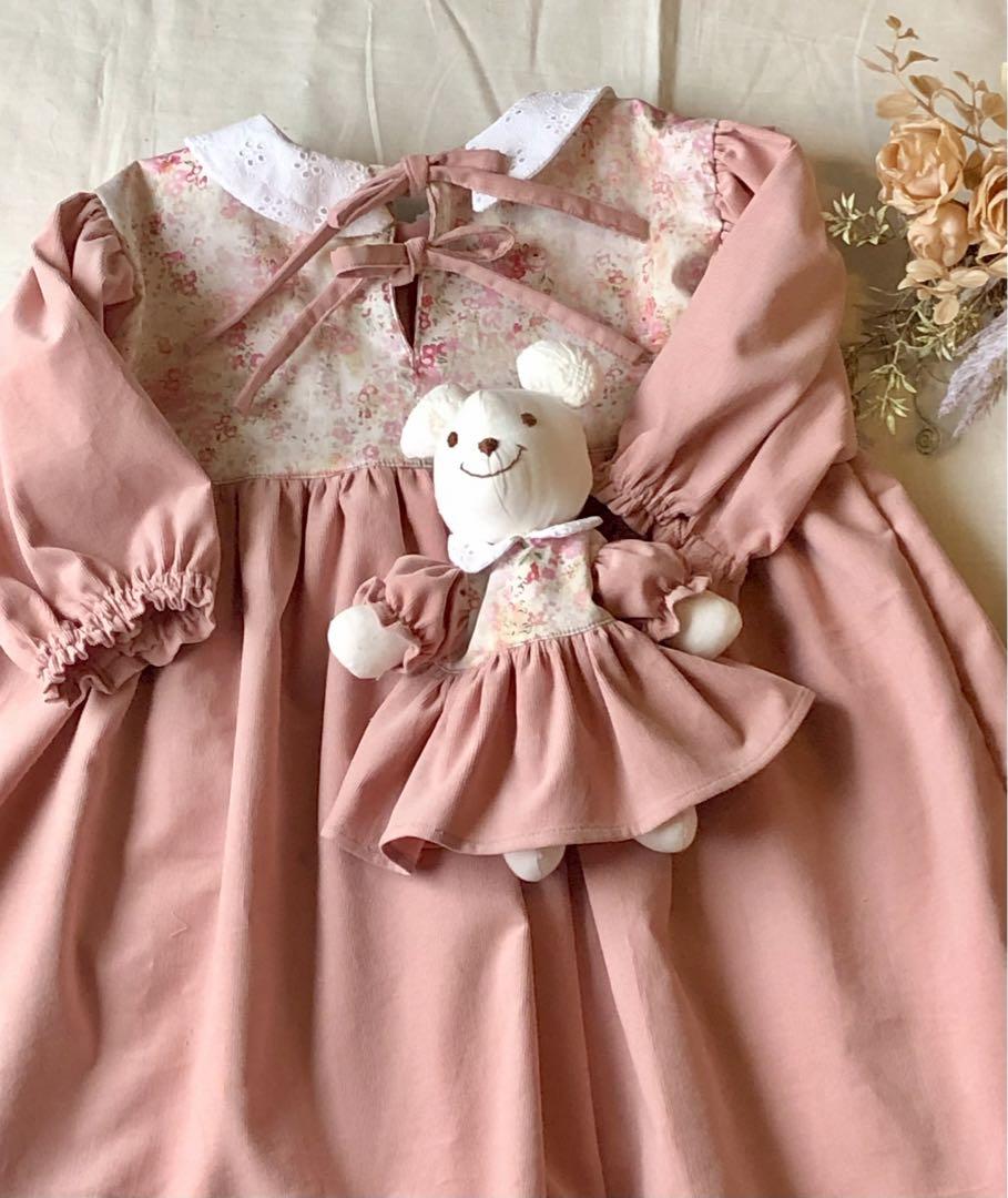 【naaさま専用】ハンドメイド　ワンピース100. お揃いドール服
