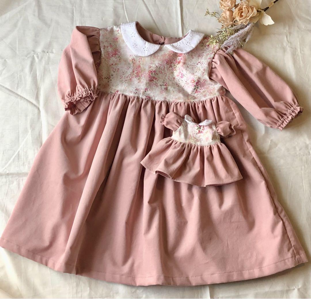 【naaさま専用】ハンドメイド　ワンピース100. お揃いドール服