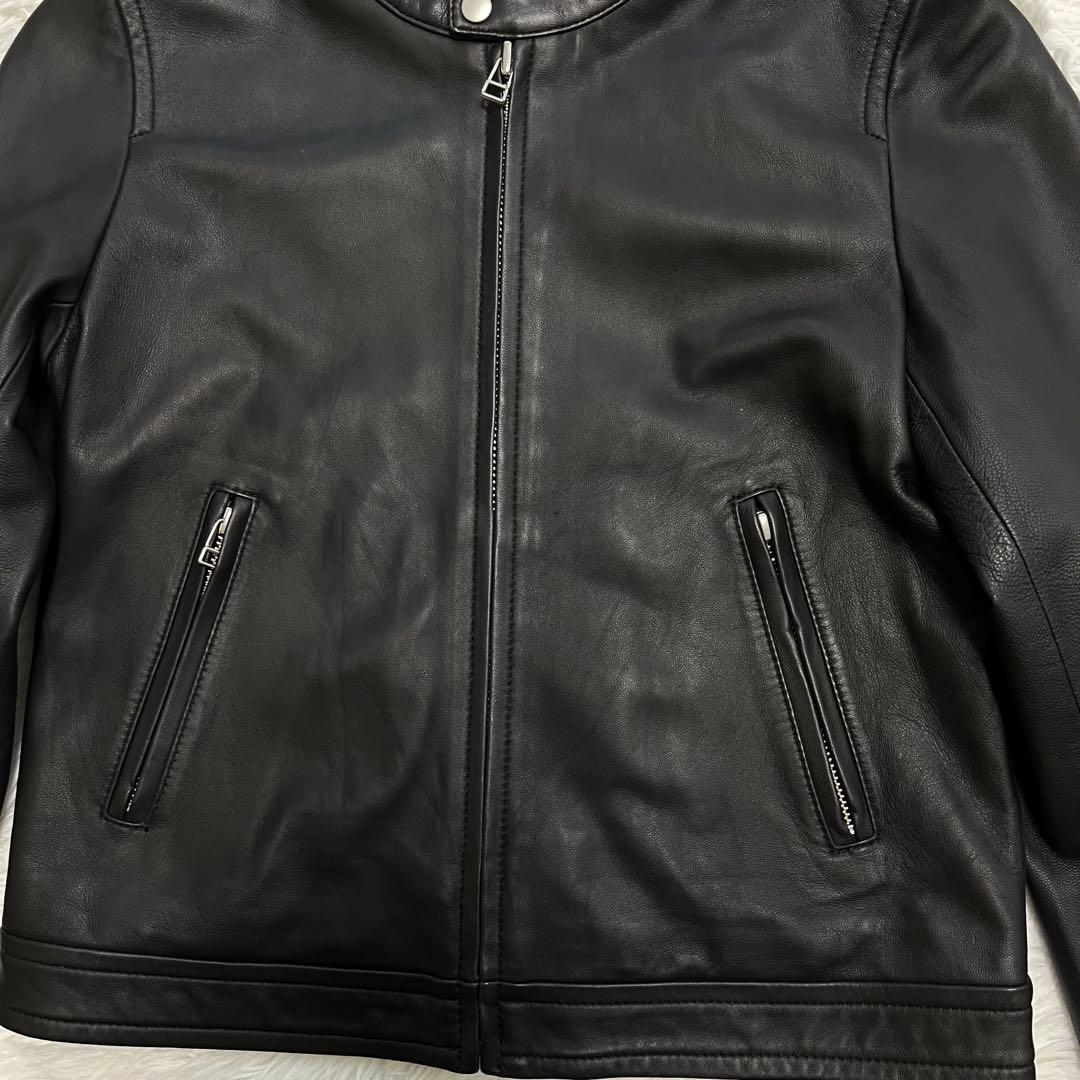 美品　Ray BEAMS ライダース ジャケット　ラムレザー　羊革　ブラック