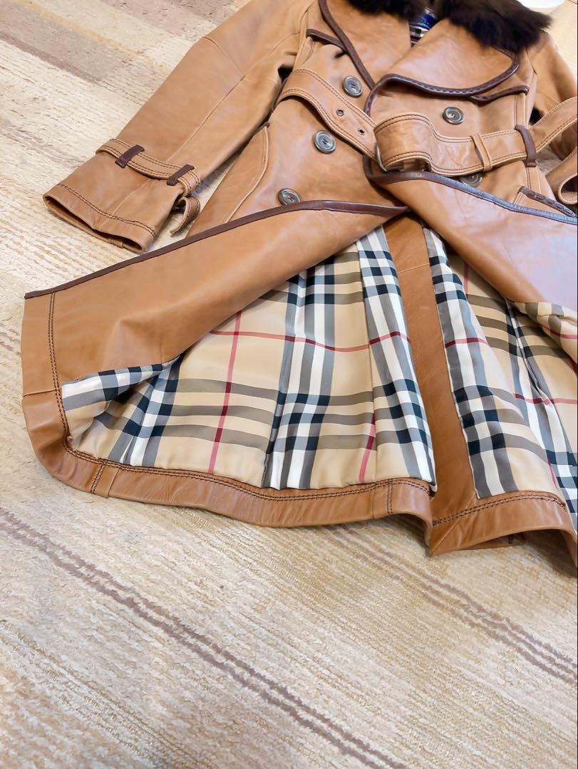◾️希少‼︎BURBERRY牛革カウレザーフォックスファートレンチコート◾️