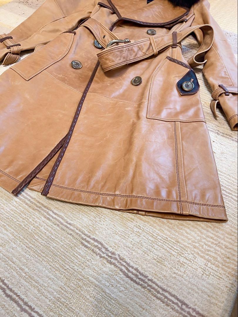 ◾️希少‼︎BURBERRY牛革カウレザーフォックスファートレンチコート◾️