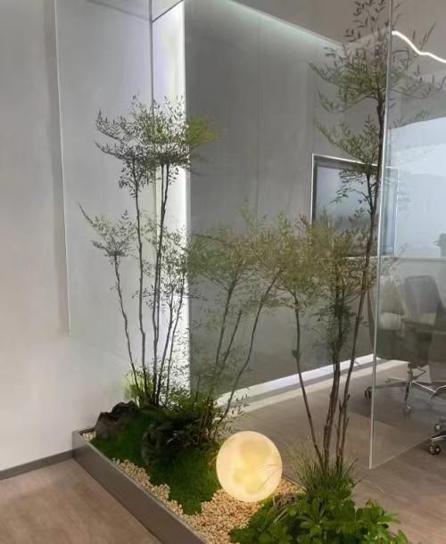 人工観葉植物と球形照明のセット