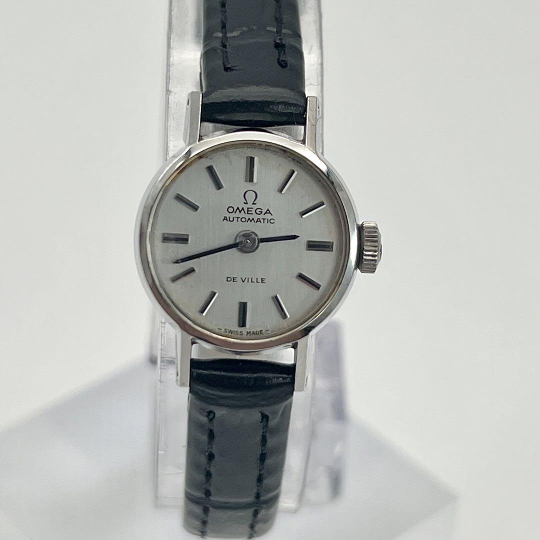 稼働 OMEGA 時計 レディース 自動巻き シルバー文字盤 2針