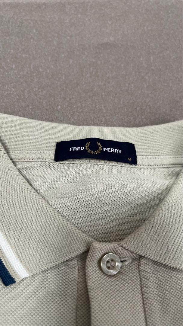 FRED PERRY カーキベージュ 長袖ポロシャツ M