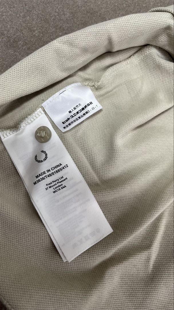 FRED PERRY カーキベージュ 長袖ポロシャツ M