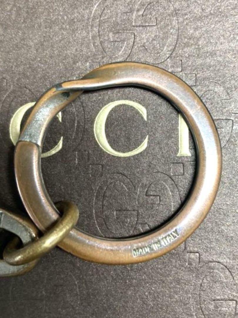 GUCCI グッチ　シマ　レザー　GGロゴ　キーホルダー　キーリング　チャーム