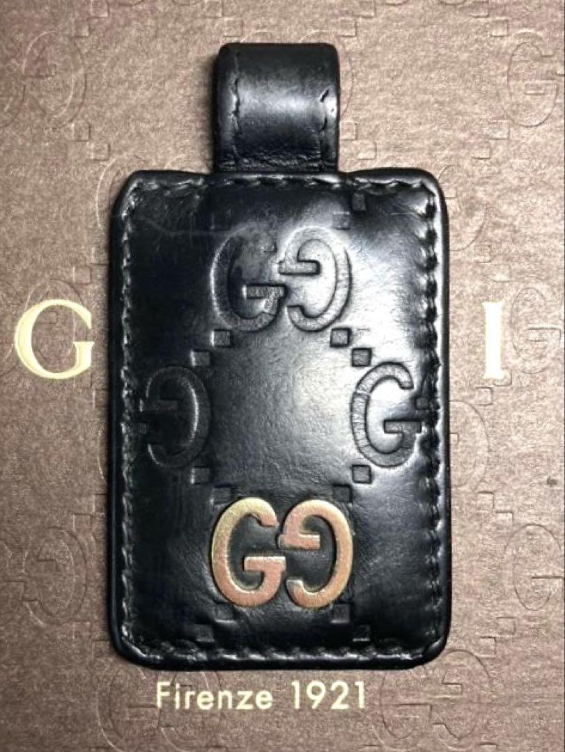 GUCCI グッチ　シマ　レザー　GGロゴ　キーホルダー　キーリング　チャーム