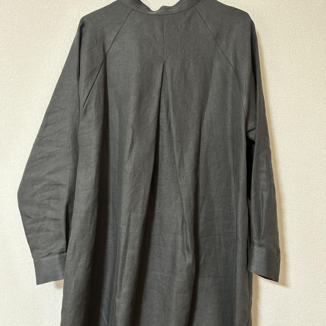 新品⭐️kubosanmade リネン スタンドカラーロングシャツワンピース kubosanmade リネン スタンドカラーロングシャツワンピースグレー