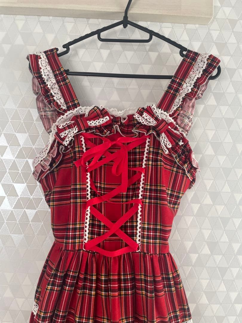 ハンドメイド ロリィタ JSK 赤チェック ハンドメイド ロリィタ JSK 赤チェック