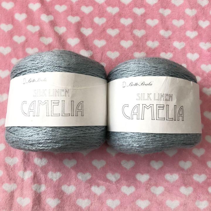 毛糸2玉CAMELIA  カメリアシルクリネン薄いブルーグレー100g