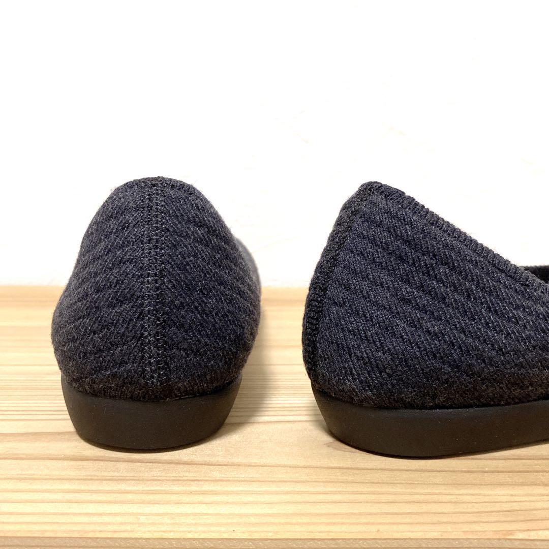 未使用　steppi　ステッピ　ウール混 スクエア パンプス　ニット　ブラック